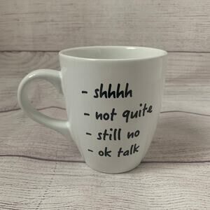 White Coffee Mug with Interaction Levels SHHHHH to OK TALK by Avon